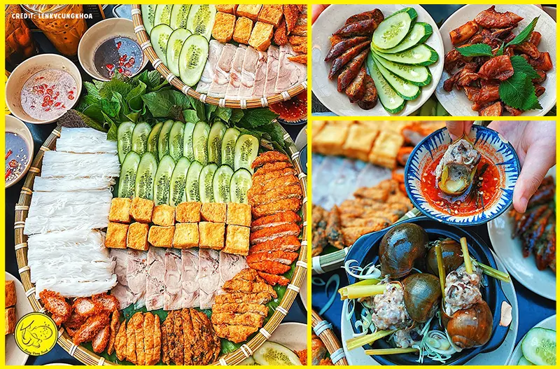 Menu bún đậu chuẩn vị truyền thống: Bún đậu mắm tôm, ốc nhồi thịt hấp, lòng rán, dồi sụn rán